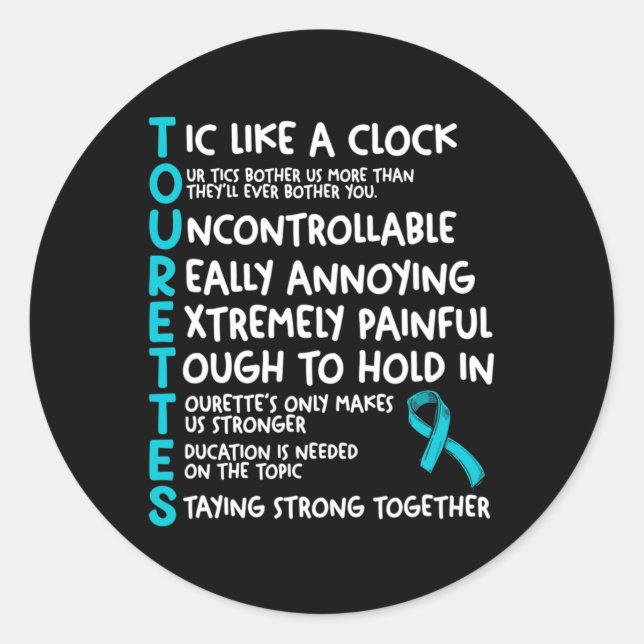 Tourettes bedeutet Aquamarines Ribbon Tourette Syn Runder Aufkleber (Vorderseite)