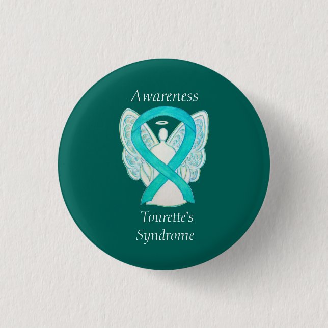 Tourettes Syndrome Awareness Ribbon Angel Button (Vorderseite)
