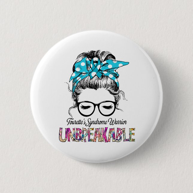 Tourette's Syndrome Awareness Ribbon Support Gesch Button (Vorderseite)