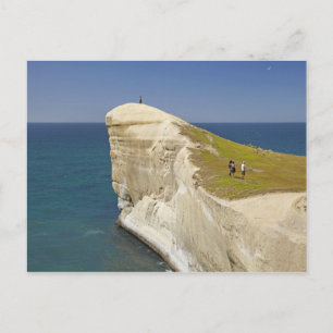 Touristen auf der Klippe oben in Tunnel Beach Postkarte