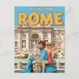 Touristen auf Vespa in Rom Italien Postkarte