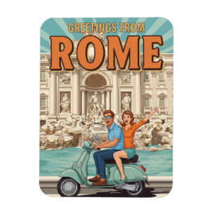 Touristen auf Vespa in Rom Italien Postkarte Magnet