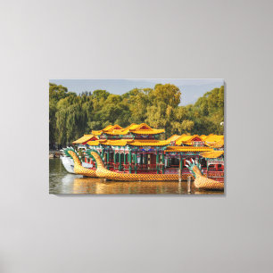 Touristen-Dragon-Boote   Kunming-See Leinwanddruck