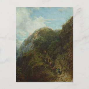 Touristen in den Bergen Postkarte