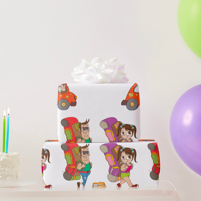 Touristen mit Rucksäcken für Reisetasche Geschenkpapier (Von Creator hochgeladen)