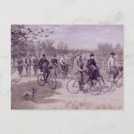 Touristen reiten Fahrräder Postkarte