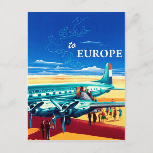 Touristen sind bereit nach Europa zu fliegen, Vint Postkarte