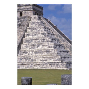 Touristen steigen Treppen von El Castillo, Stein Fotodruck