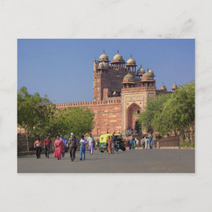 Touristen vor Fatehpur Sikri, im Postkarte