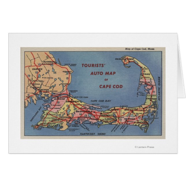 Touristenkarte Auto Cape Cod (Vorderseite (Horizontal))