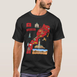 Touristenkarte Marokkos Flaggenzeichen der wichtig T-Shirt