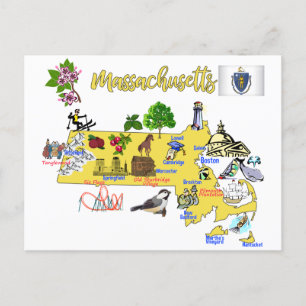 Touristenkarte von Massachusetts Staat Postkarte