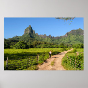 Touristenradeln auf tropischem Moorea-Plakat Poster