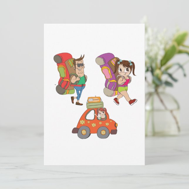 Touristes Avec Sacs À Dos Invitation Voyageurs (Debout devant)