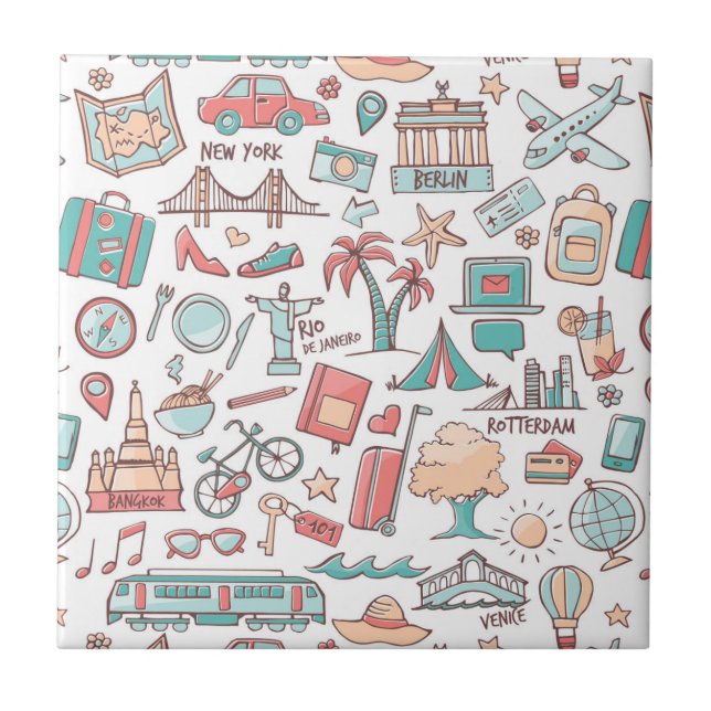 Touristisches Pastellmuster Fliese (Vorderseite)