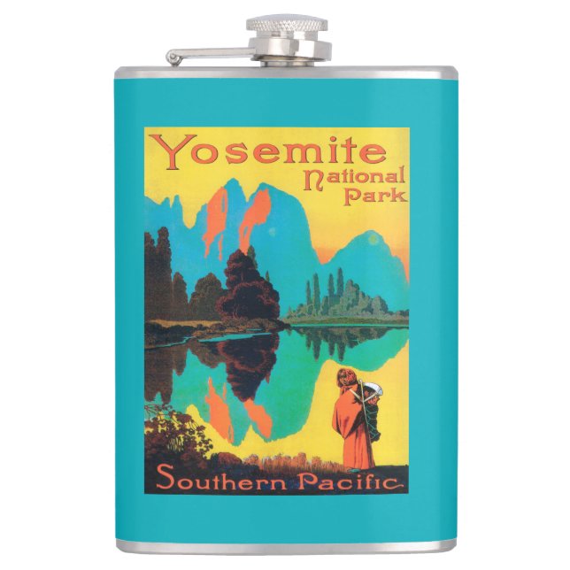 Touristisches Plakat - Yosemite Nationalpark, CA Flachmann (Vorderseite)