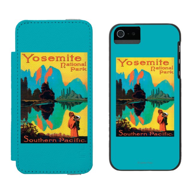 Touristisches Plakat - Yosemite Nationalpark, CA Incipio iPhone Geldbeutel-Hülle (Seite an Seite)