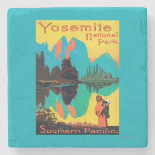 Touristisches Plakat - Yosemite Nationalpark, CA Steinuntersetzer