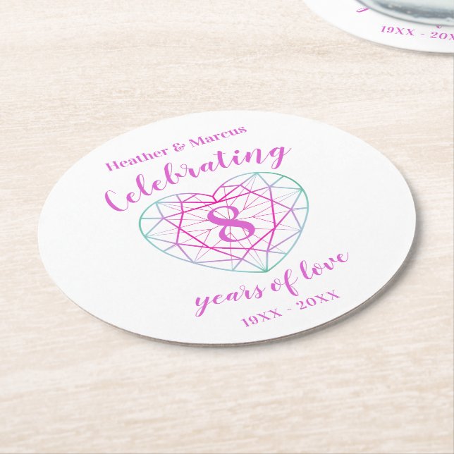 Tourmaline 8 Jahre Liebe Jubiläum Untersetzer (Angewinkelt)