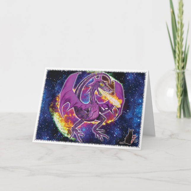 Tourmaline Cosmic Dragon Grußkarte Karte (Vorderseite)