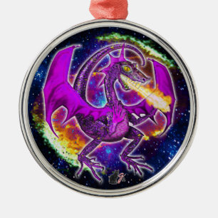 Tourmaline Cosmic Dragon Ornament Aus Metall