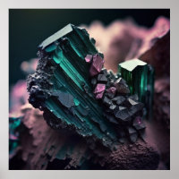 Tourmaline Ore Macro Poster - Pegmatite Depot