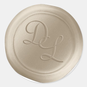Tourne d'avoine Beige 2 Lettre Monogramme Stickers