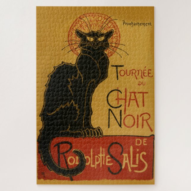 Tournee-Chat Noir Black Cat Vintag Illustration (Vertikal)