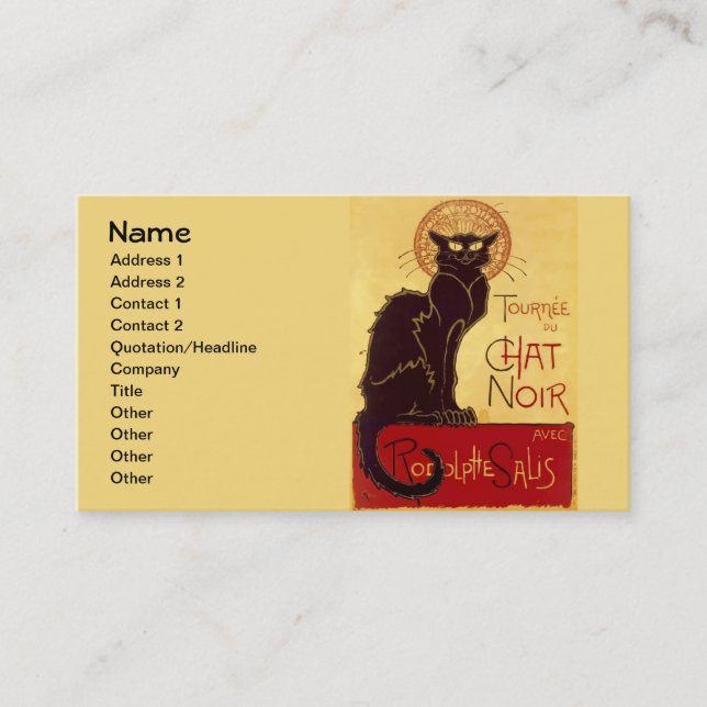 Tournée du Chat Noir, Theophile Steinlen Visitenkarte (Vorderseite)