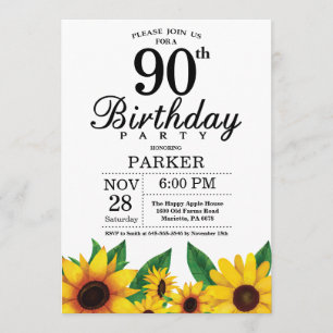 Tournesol 90e anniversaire Invitation