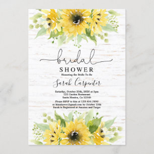 Tournesol aquarelle Douche nuptiale Invitation