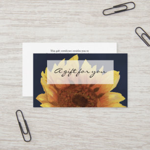 tournesol aquarelle sur certificat cadeau de la ma