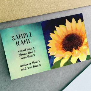 tournesol art personnalisé carte de visite bleu et