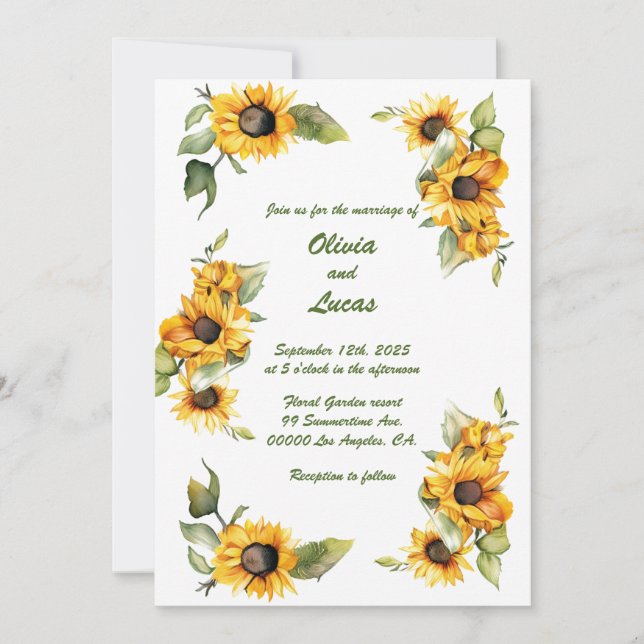 Tournesol Automne : Faire-part de mariage personna (Devant)