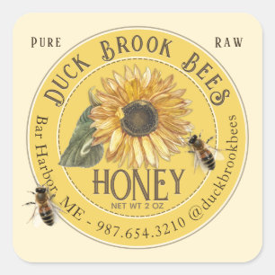 Tournesol aux abeilles Honey Ours Étiquette 8 & 12