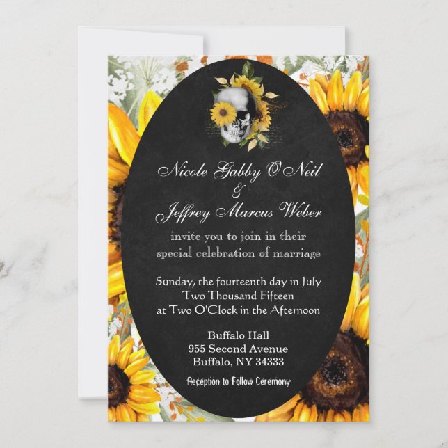 Tournesol avec Faire-part de mariage crâne (Devant)