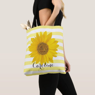 Tournesol avec nom personnalisé Sac fourre-tout ra