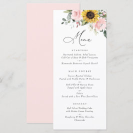 Tournesol Blush Rose Floral Greenery Menu Mariage