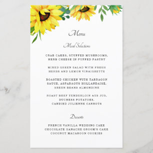 Tournesol brillant Rustique Mariage feuille papier