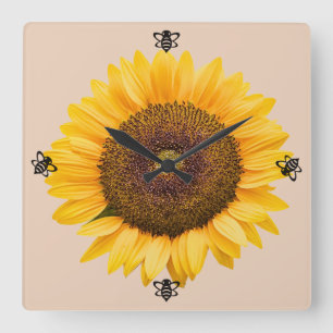Tournesol Bumble Bee Peachy Horloge murale