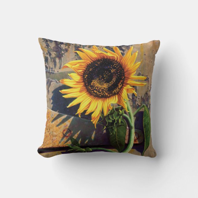 Tournesol carré de coussin par Camille Engel (Recto)