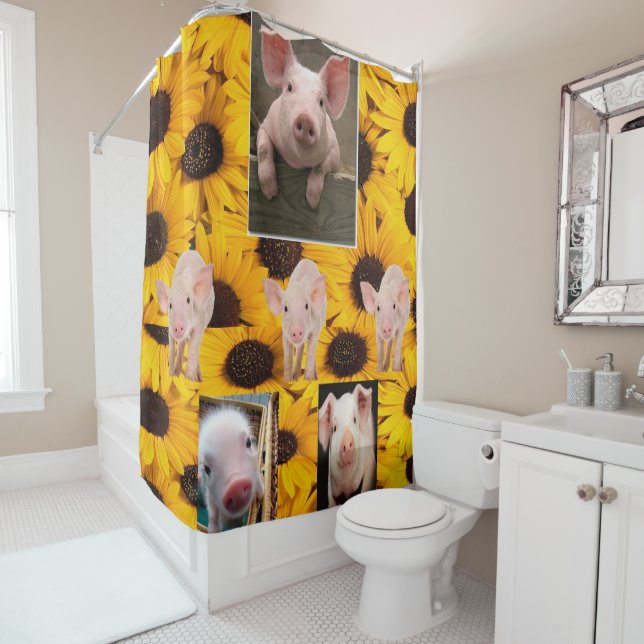 Tournesol Cochon Douche rideau (En situation)