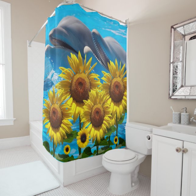 Tournesol Dauphin Douche rideau (En situation)