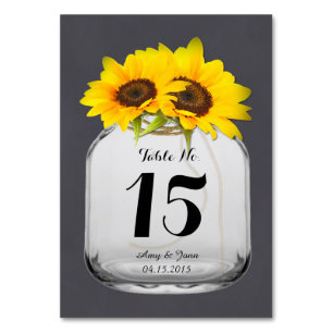 Tournesol de jarre de Mason numéros de table maria