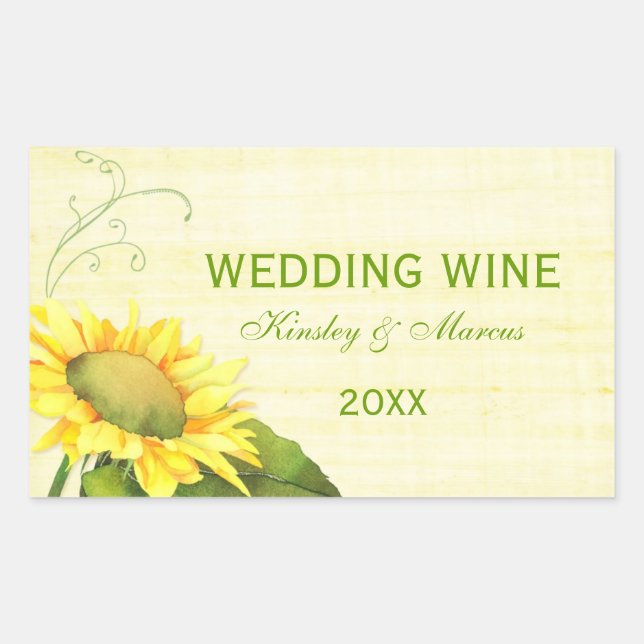 Tournesol de Posh + Mariage  Étiquette bouteille d (Devant)
