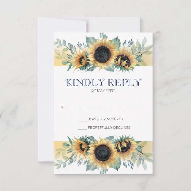 Tournesol et bleu marine Mariage Tournesol RSVP (Devant)