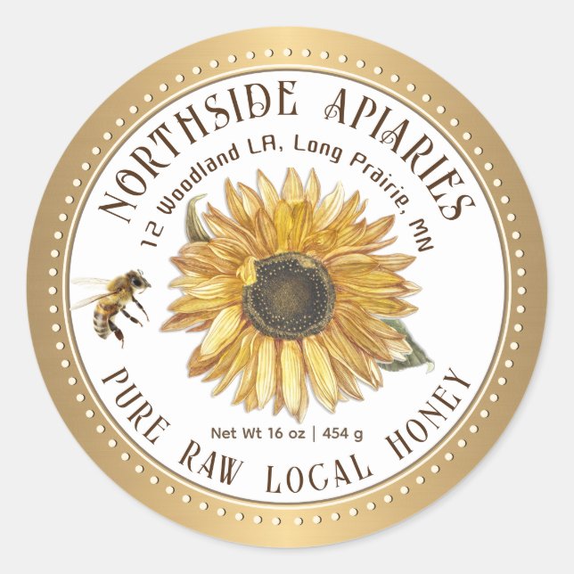 Tournesol et Miel d'abeille Étiquette Gold Dotée B (Devant)