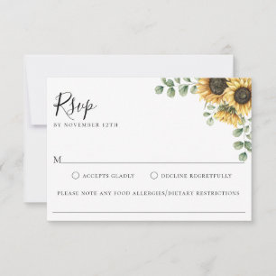 Tournesol Floral Mariage Allergie alimentaire RSVP