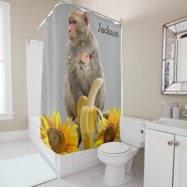 Tournesol Floral Monkey Douche rideau (En situation)