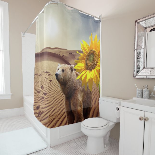 Tournesol Floral Ours Douche rideau (En situation)